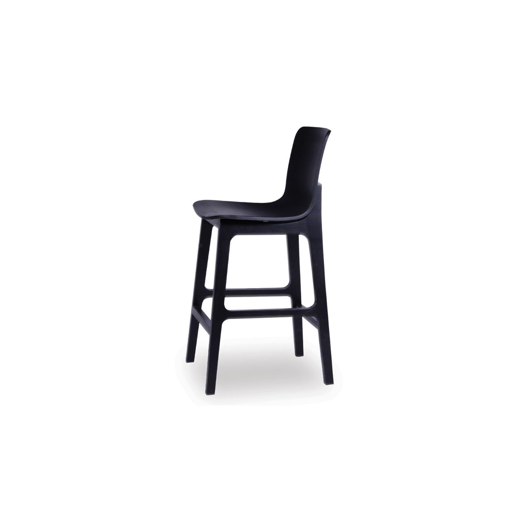 Ara Stool - Black - Black Shell - Bar Bench Seat Height 74cm - Black Seat - Black Ash legs gallery detail image