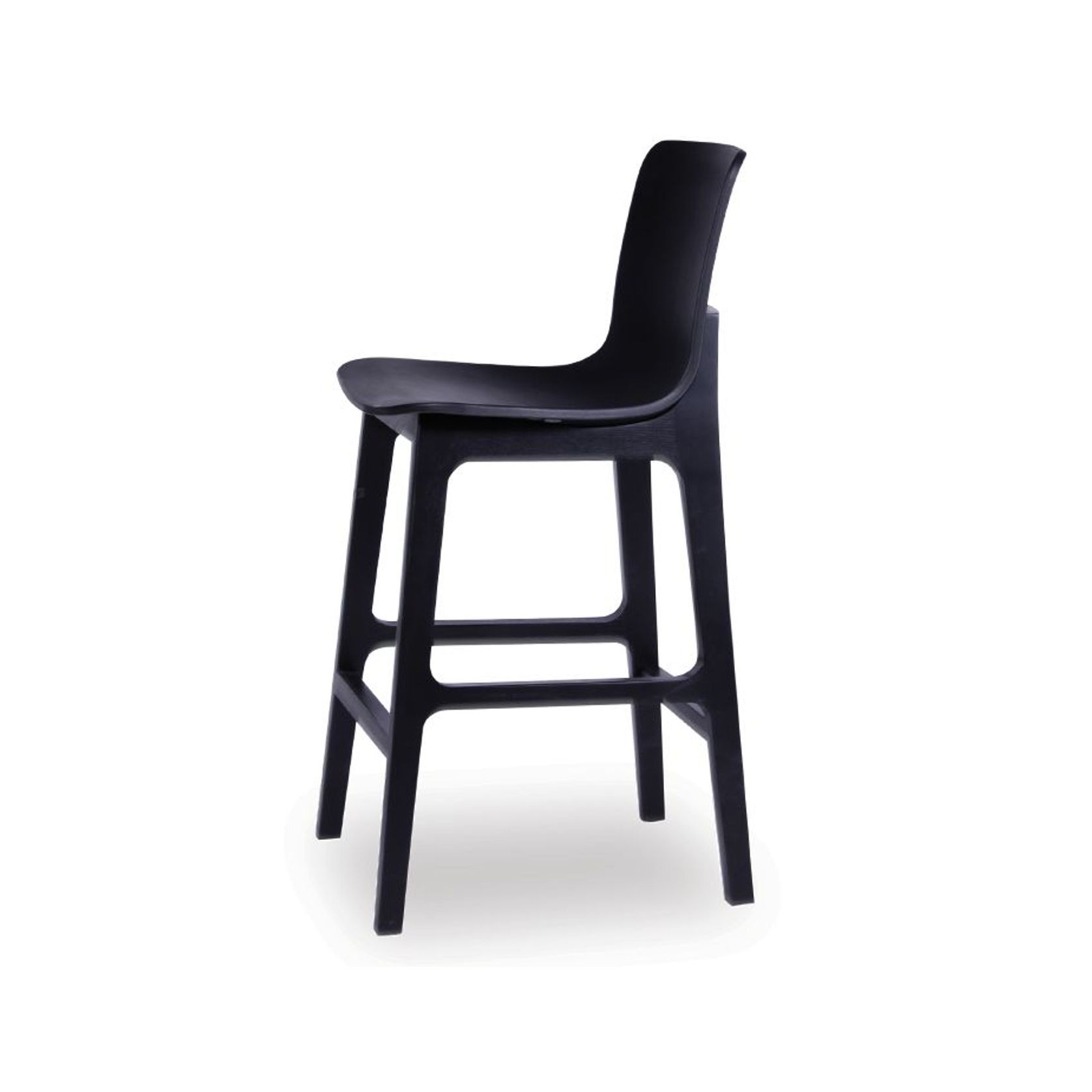 Ara Stool - Black - Black Shell - Kitchen Bench Seat Height 65cm - Black Seat - Black Ash legs gallery detail image