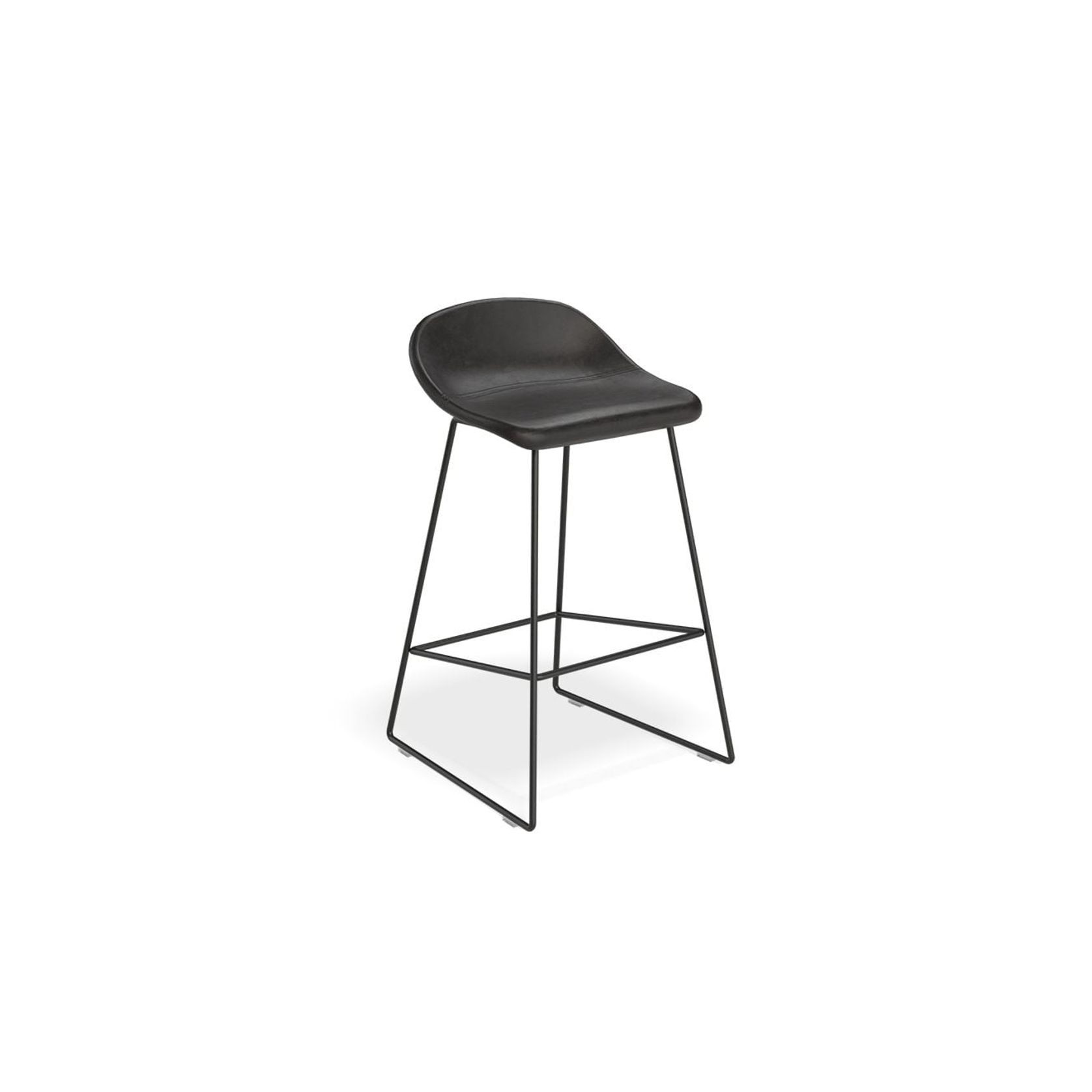Pop Stool with Black Frame and Upholstered Vintage Black Seat gallery detail image