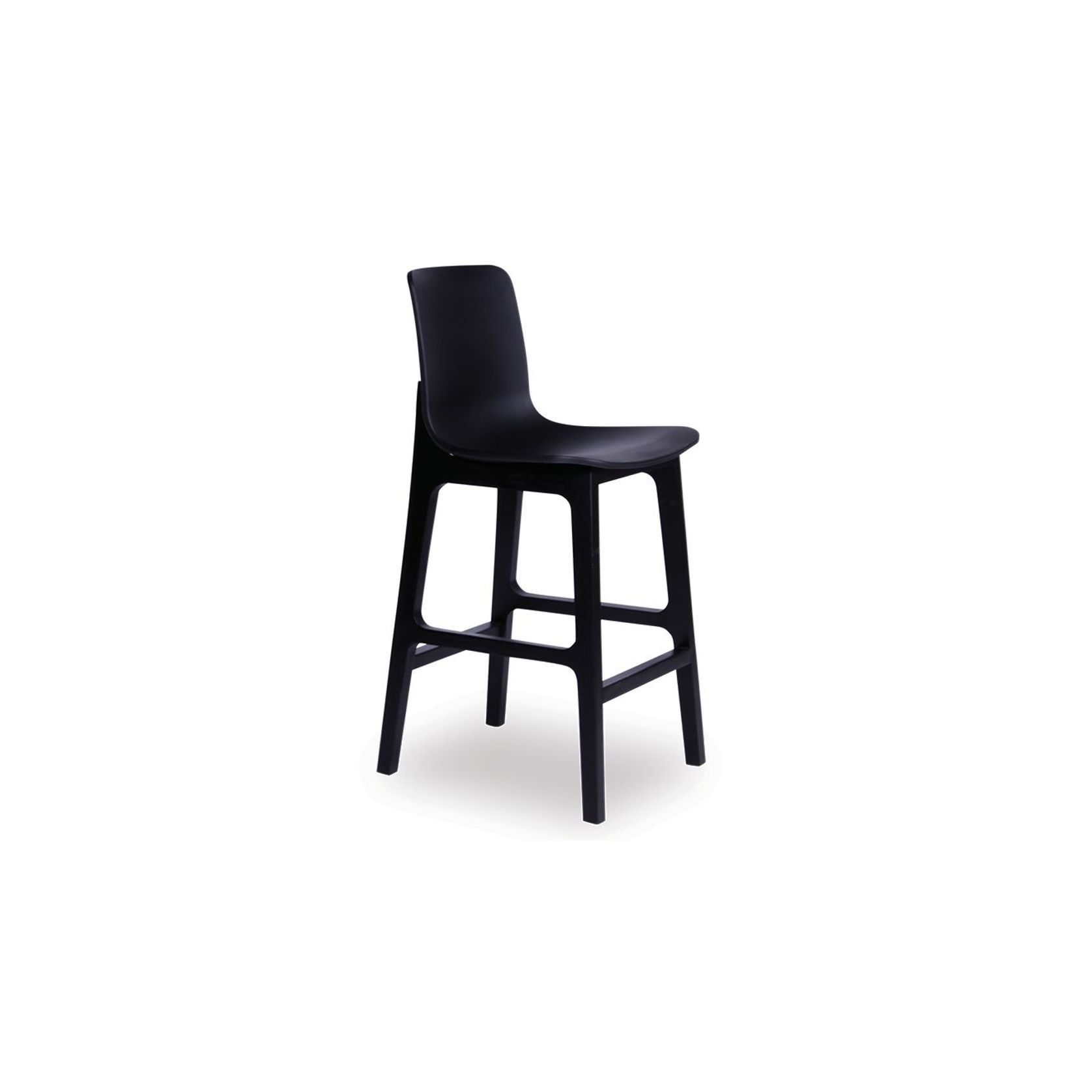 Ara Stool - Black - Black Shell - Bar Bench Seat Height 74cm - Black Seat - Black Ash legs gallery detail image