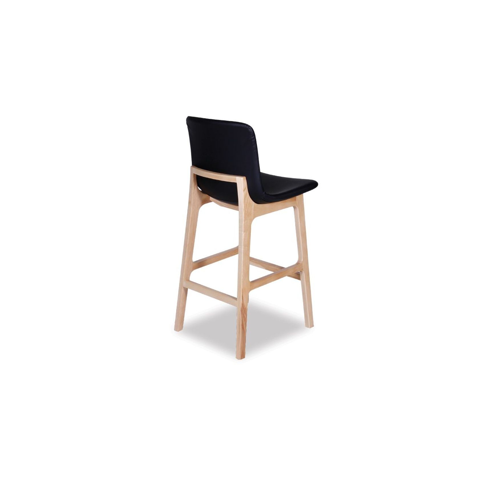 Ara Stool - Natural - Black Pad - Black padded Seat - Natural Ash legs 74cm Seat height gallery detail image