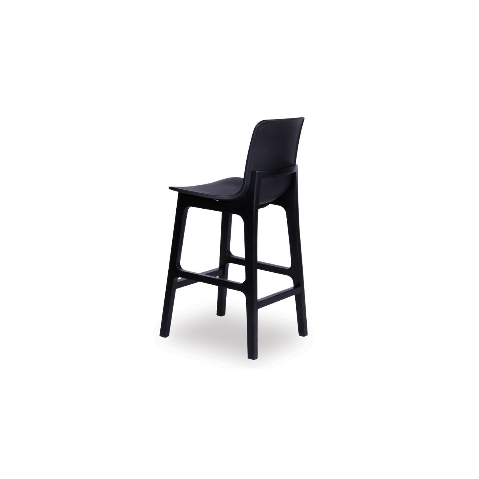 Ara Stool - Black - Black Shell - Kitchen Bench Seat Height 65cm - Black Seat - Black Ash legs gallery detail image