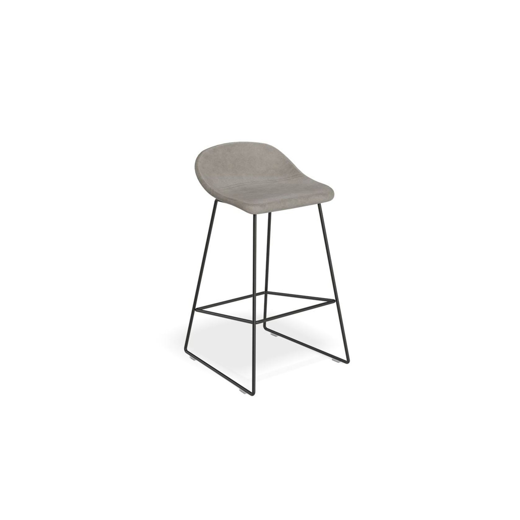 Pop Stool with Black Frame and Upholstered Vintage Grey Seat - 75cm gallery detail image