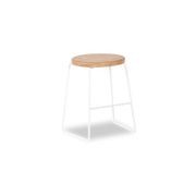 Hugo Low Stool - White - Natural Seat - 46cm Round gallery detail image