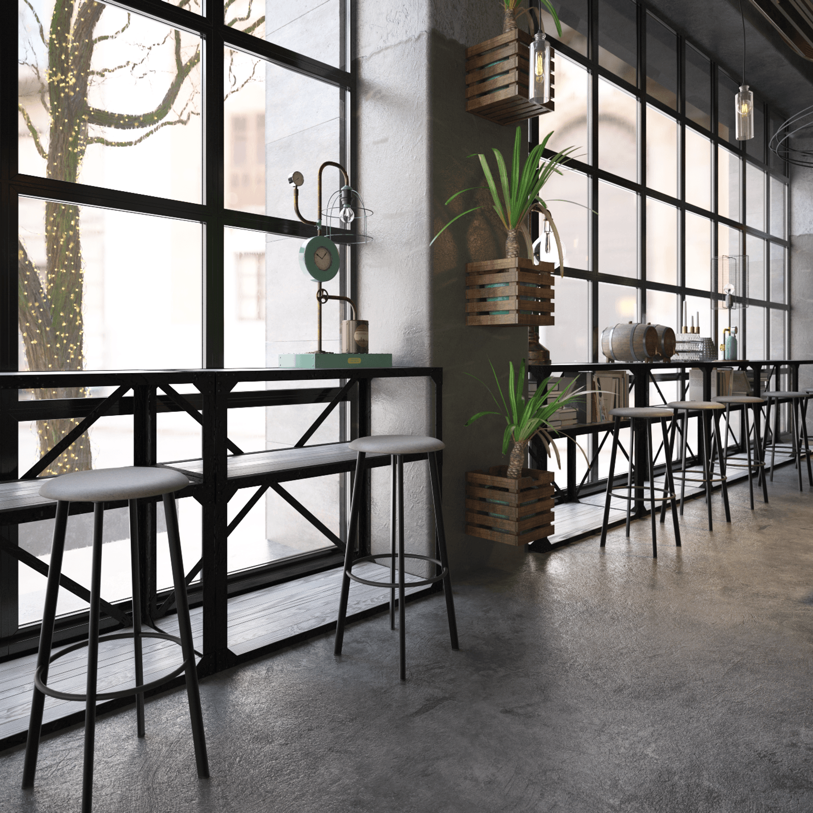 Atlas Bar Stool - Black with Fabric Pad Options gallery detail image