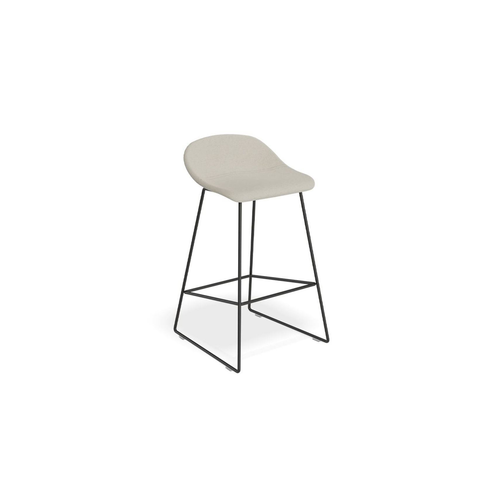 Pop Stool with Black Frame and Fabric Light Grey Seat gallery detail image