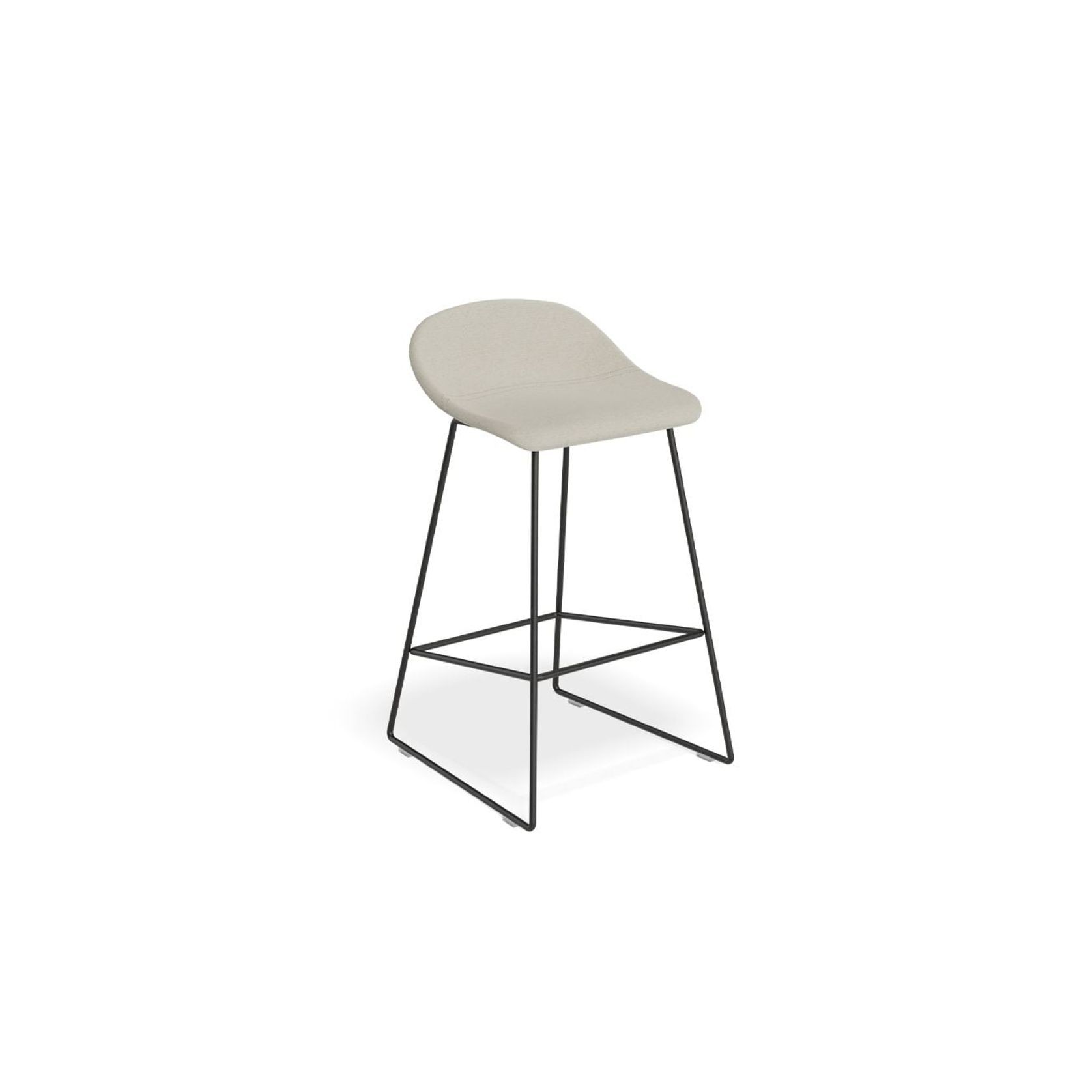 Pop Stool with Black Frame and Fabric Light Grey Seat gallery detail image