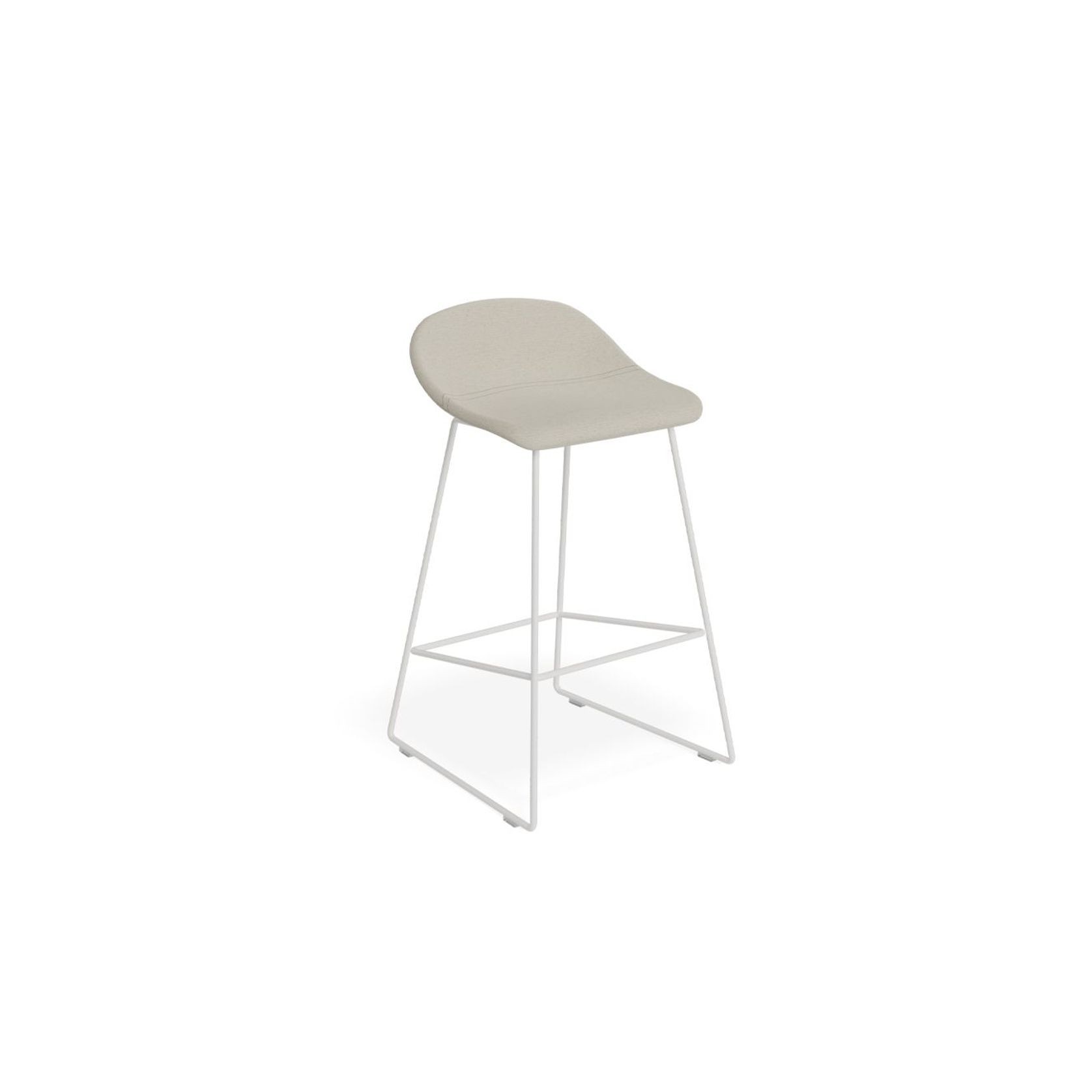 Pop Stool with White Frame and Light Grey Fabric Seat  - 65cm gallery detail image
