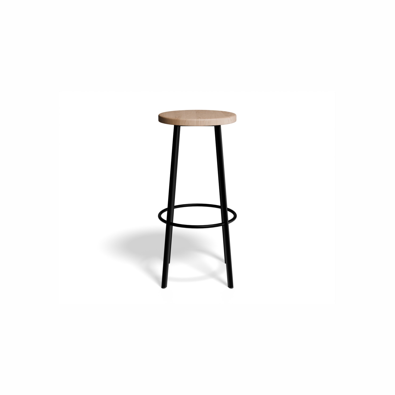 Atlas Bar Stool - Black with Natural Seat gallery detail image