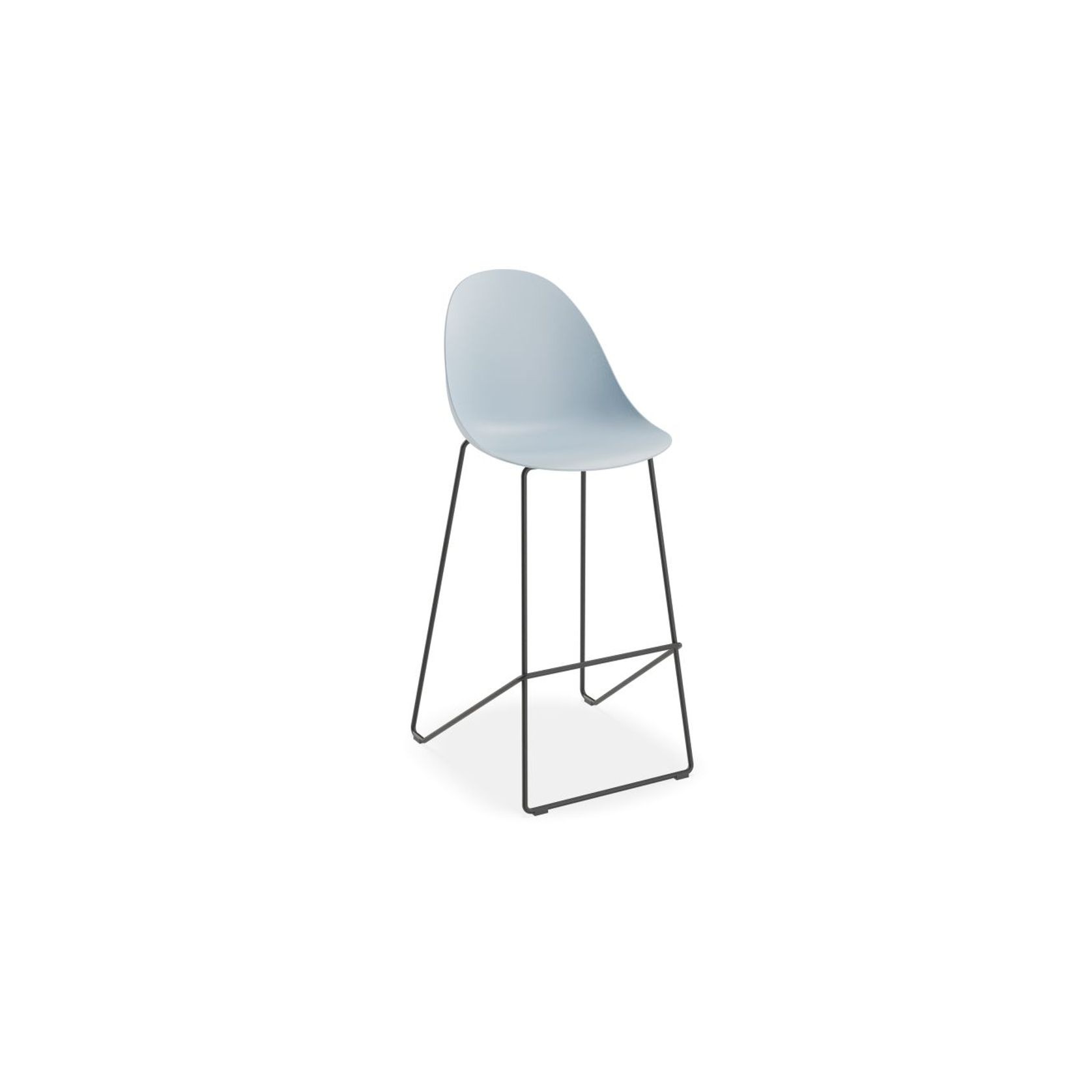 Pebble Blue Stool Shell Seat - Counter Stool 65cm Seat - White Base gallery detail image