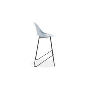Pebble Blue Stool Shell Seat - Bar Stool 75cm Seat - Black Base gallery detail image