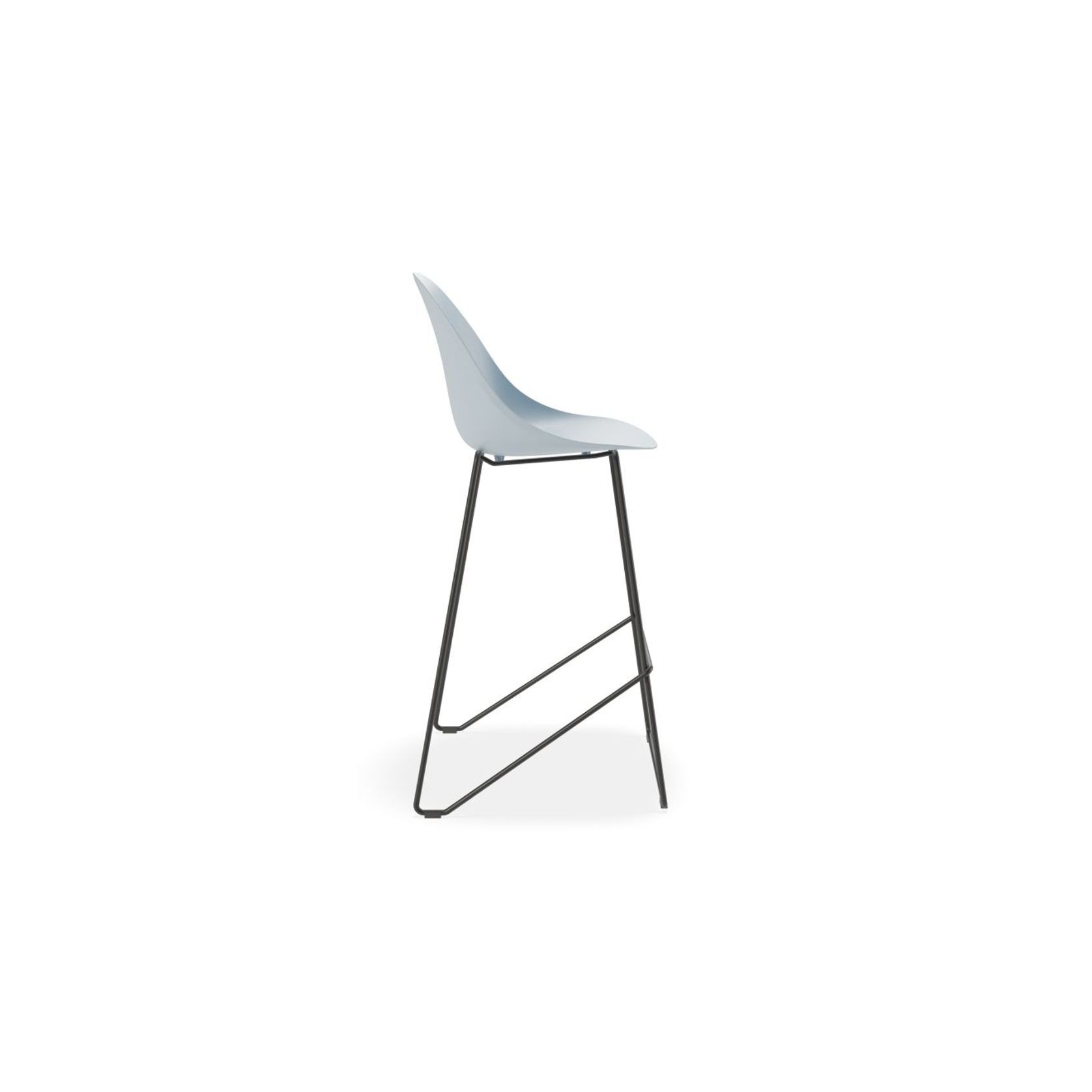 Pebble Blue Stool Shell Seat - Bar Stool 75cm Seat - White Base gallery detail image