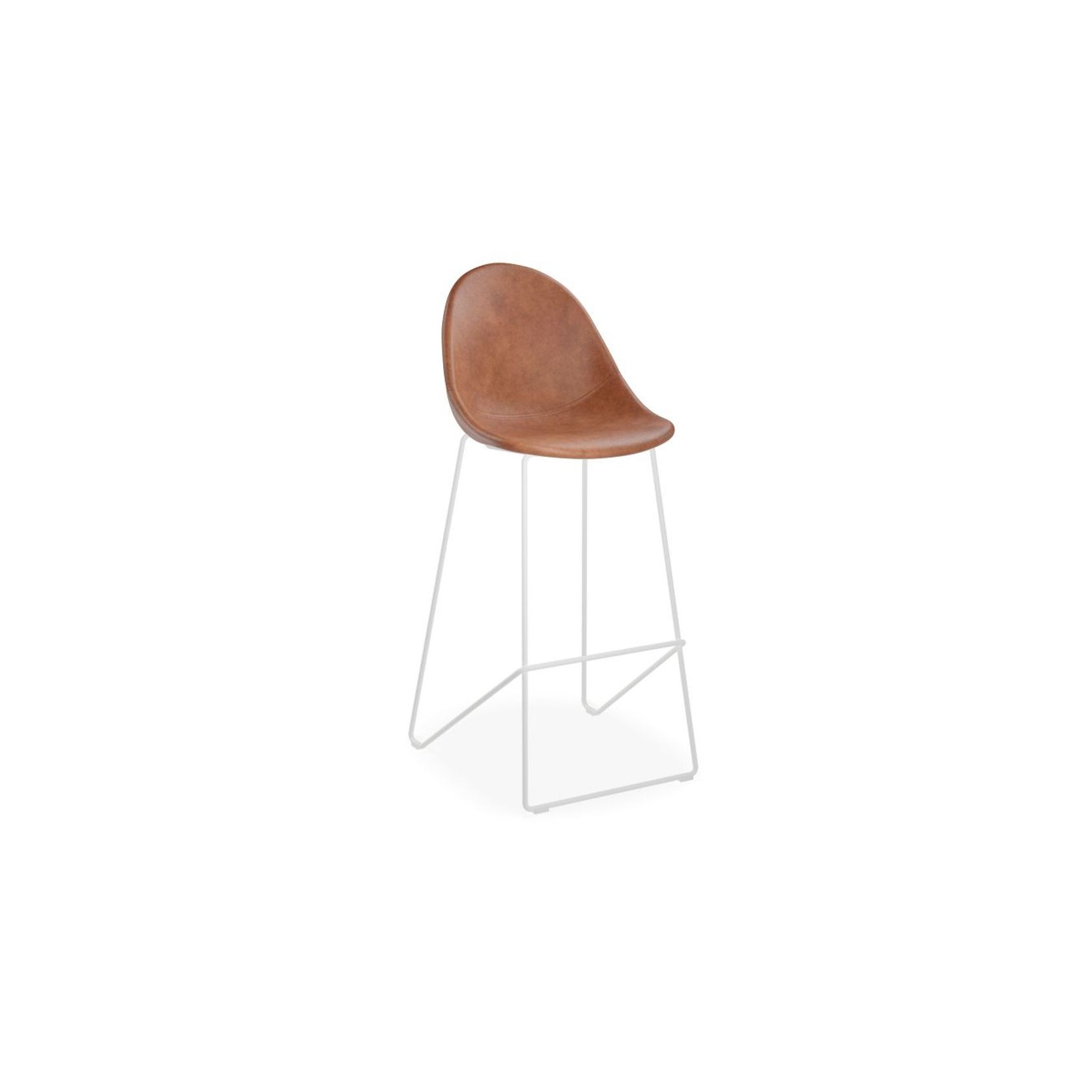 Pebble Stool Brown Upholstered Vintage Seat - Counter Stool 65cm Seat - Black Base gallery detail image