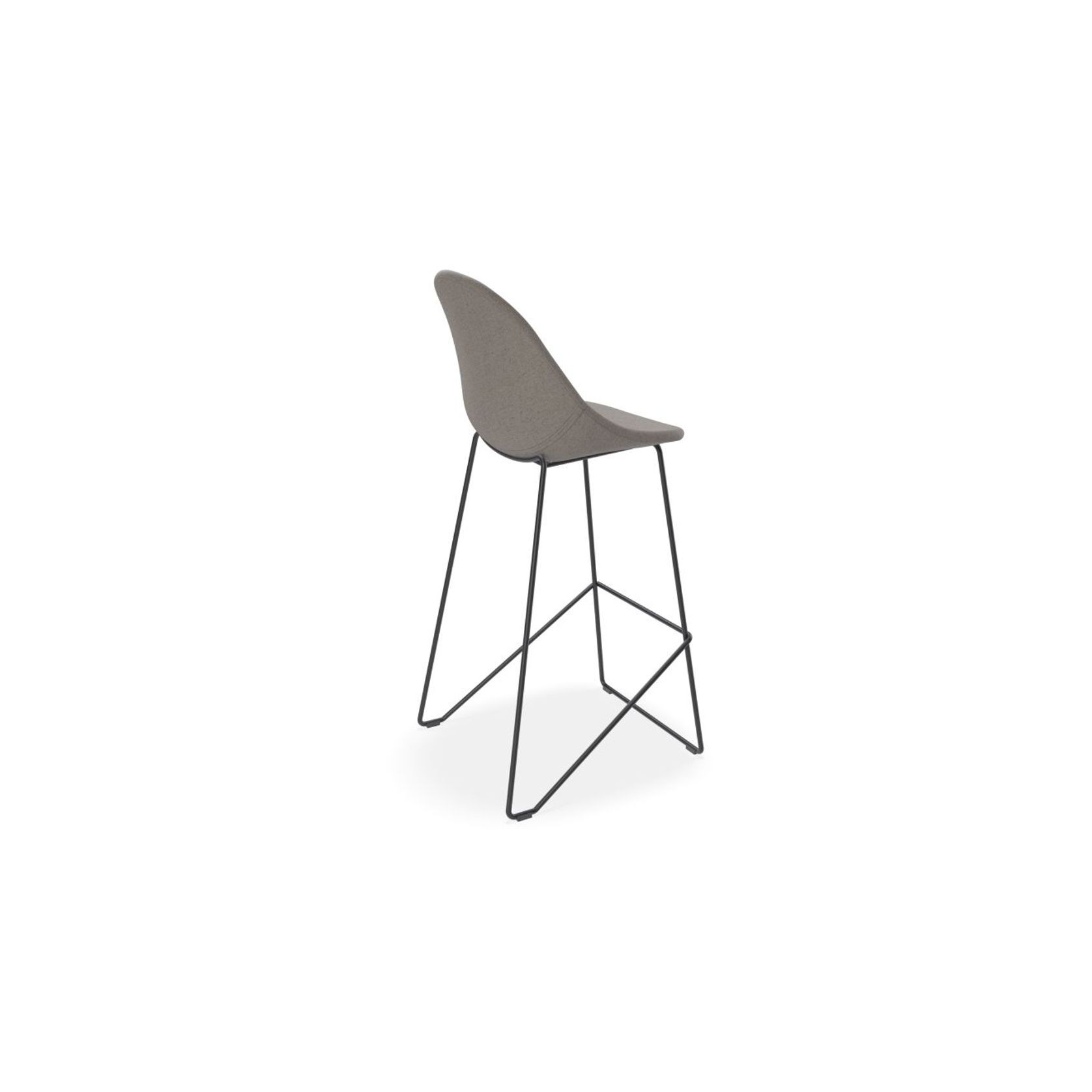 Pebble Fabric Grey Upholstered Stool - Counter Stool 65cm Seat Height - White Base gallery detail image