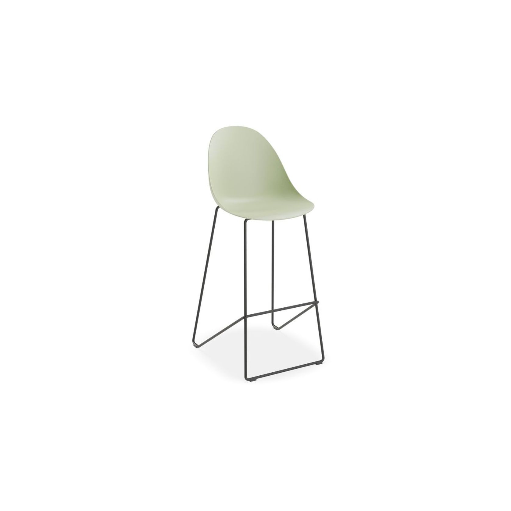 Pebble Mint Green Stool Shell Seat - Bar Stool 75cm Seat - White Base gallery detail image