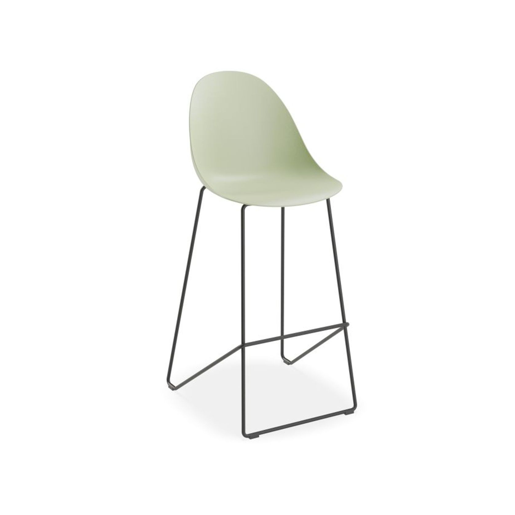 Pebble Mint Green Stool Shell Seat - Bar Stool 75cm Seat - White Base gallery detail image