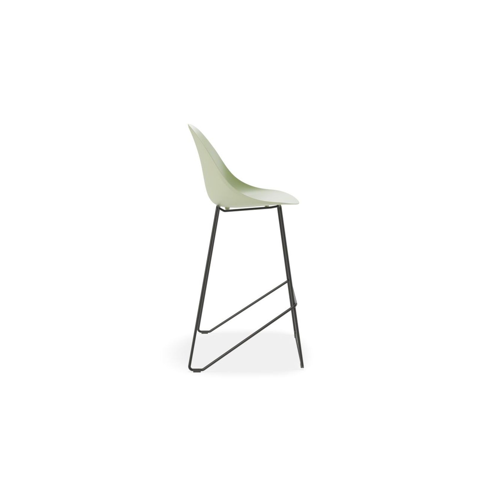 Pebble Mint Green Stool Shell Seat - Bar Stool 75cm Seat - Black Base gallery detail image
