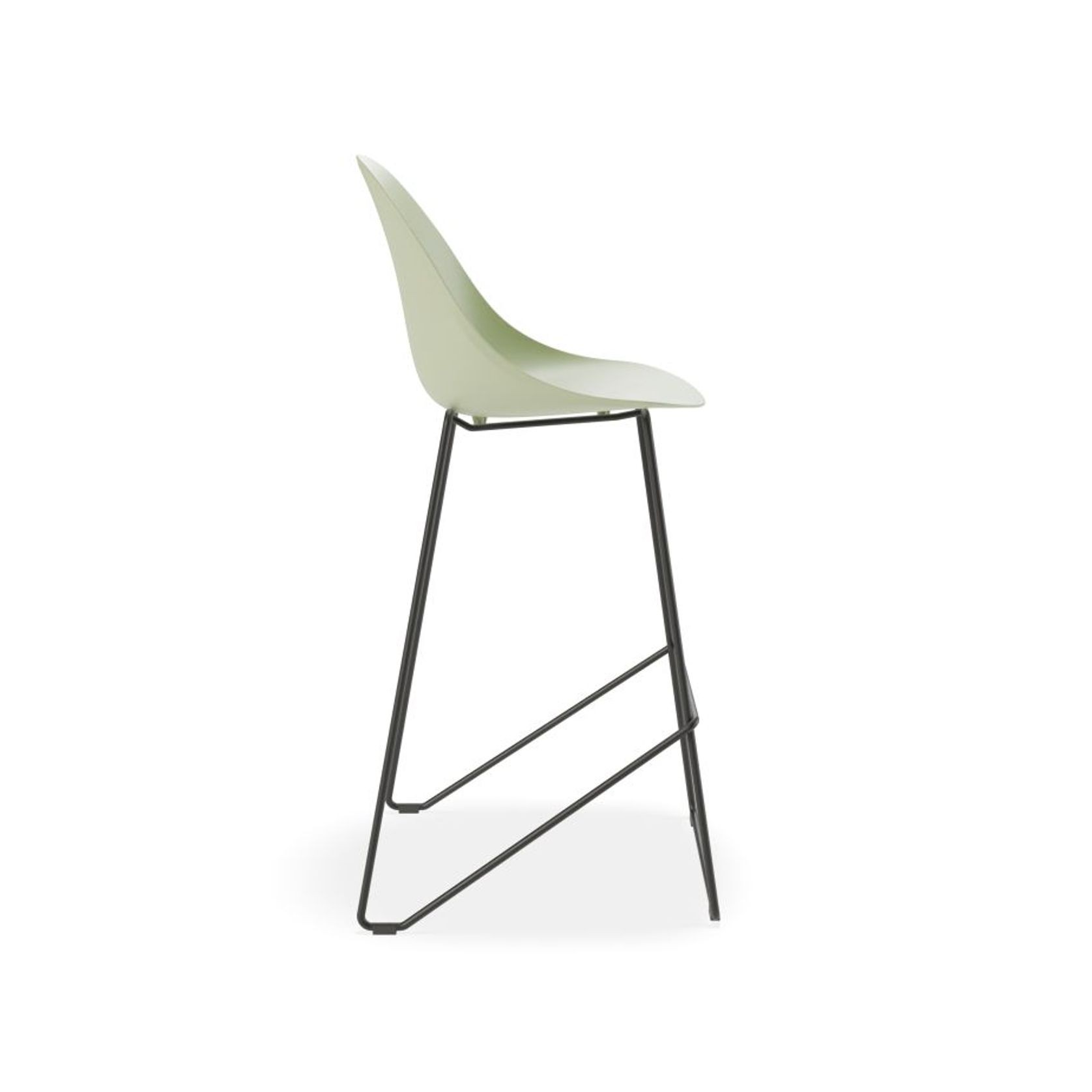 Pebble Mint Green Stool Shell Seat - Counter Stool 65cm Seat - White Base gallery detail image