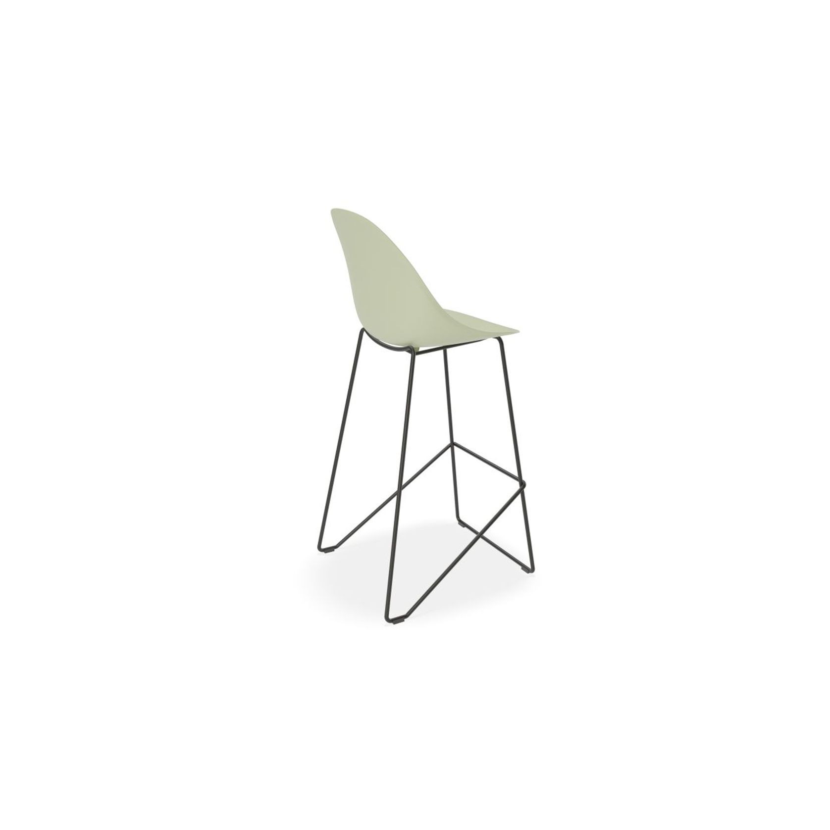 Pebble Mint Green Stool Shell Seat - Bar Stool 75cm Seat - White Base gallery detail image