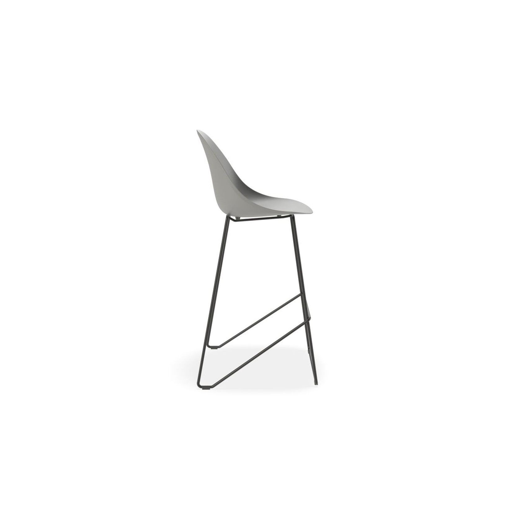 Pebble Grey Stool Shell Seat - Counter Stool 66cm Seat Height - Black Frame gallery detail image