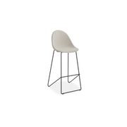 Pebble Fabric Light Grey Upholstered Stool - Bar Stool 75cm Seat - Black Frame gallery detail image