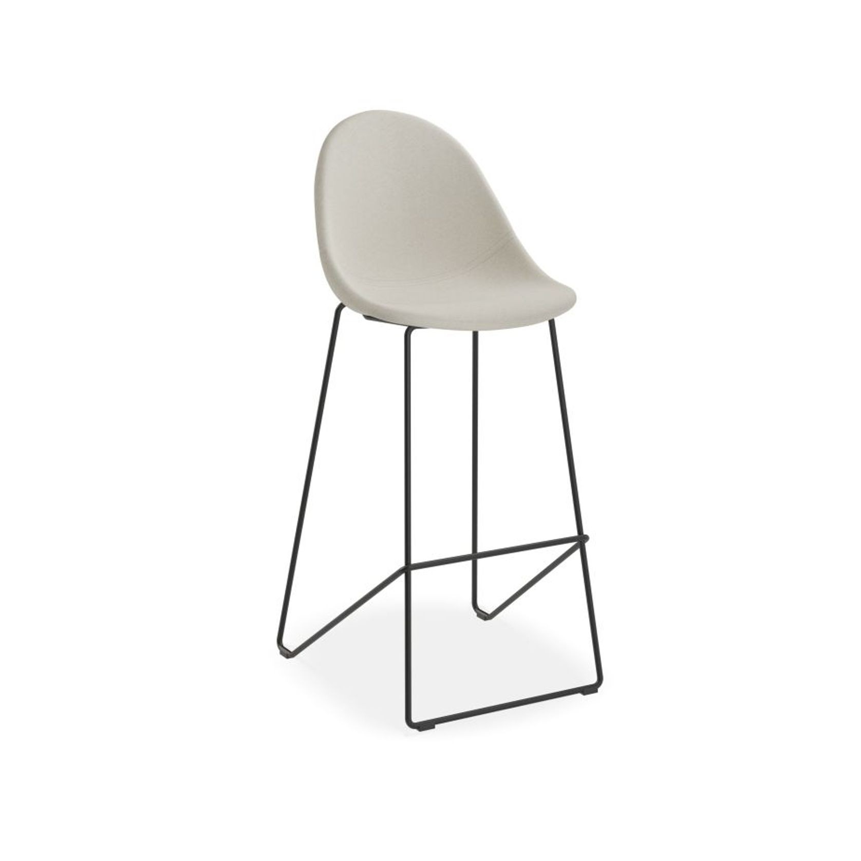 Pebble Fabric Light Grey Upholstered Stool - Counter Stool 65cm Seat - White Frame gallery detail image