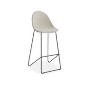 Pebble Fabric Light Grey Upholstered Stool - Counter Stool 65cm Seat - White Frame gallery detail image