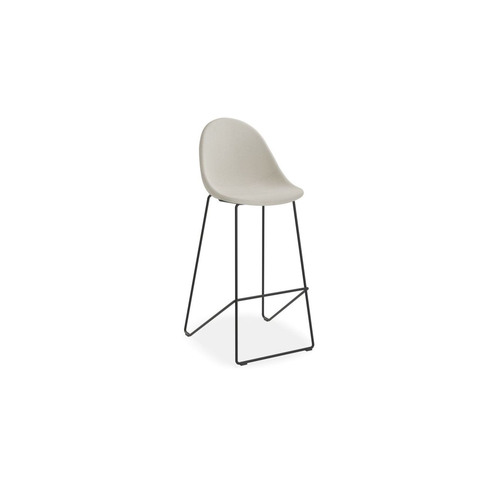 Pebble Fabric Light Grey Upholstered Stool - Bar Stool 75cm Seat - White Frame gallery detail image