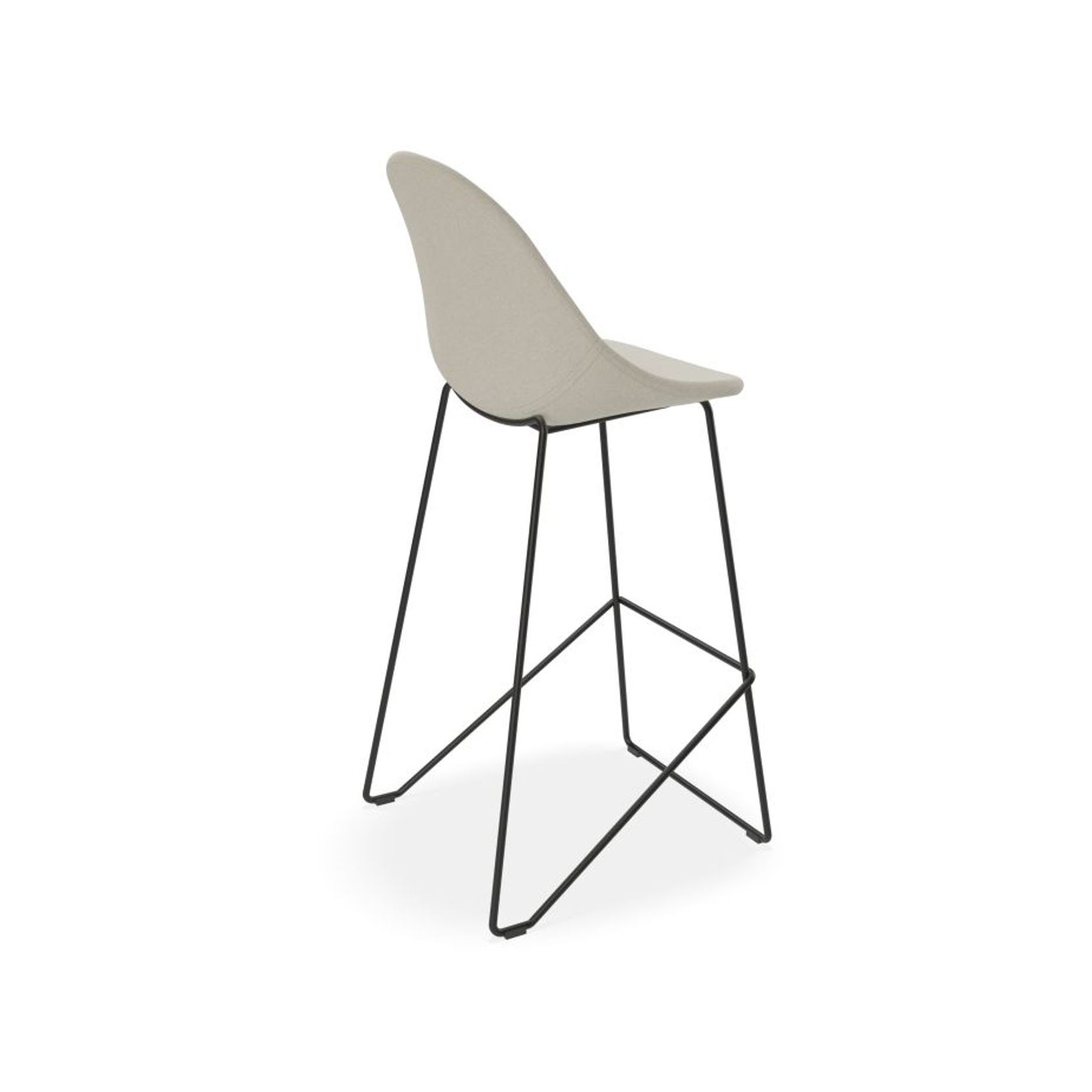 Pebble Fabric Light Grey Upholstered Stool - Counter Stool 65cm Seat - Black Frame gallery detail image