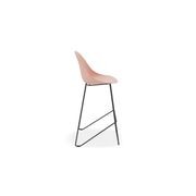 Pebble Soft Pink Stool Shell Seat - Bar Stool 76cm Seat Height - Black Frame gallery detail image