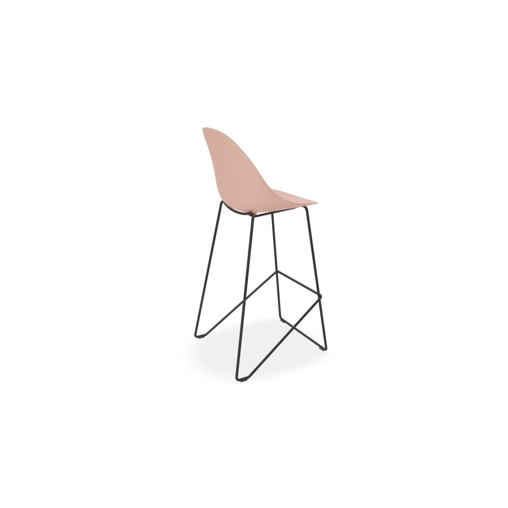 Pebble Soft Pink Stool Shell Seat - Bar Stool 75cm Seat Height - White Frame gallery detail image
