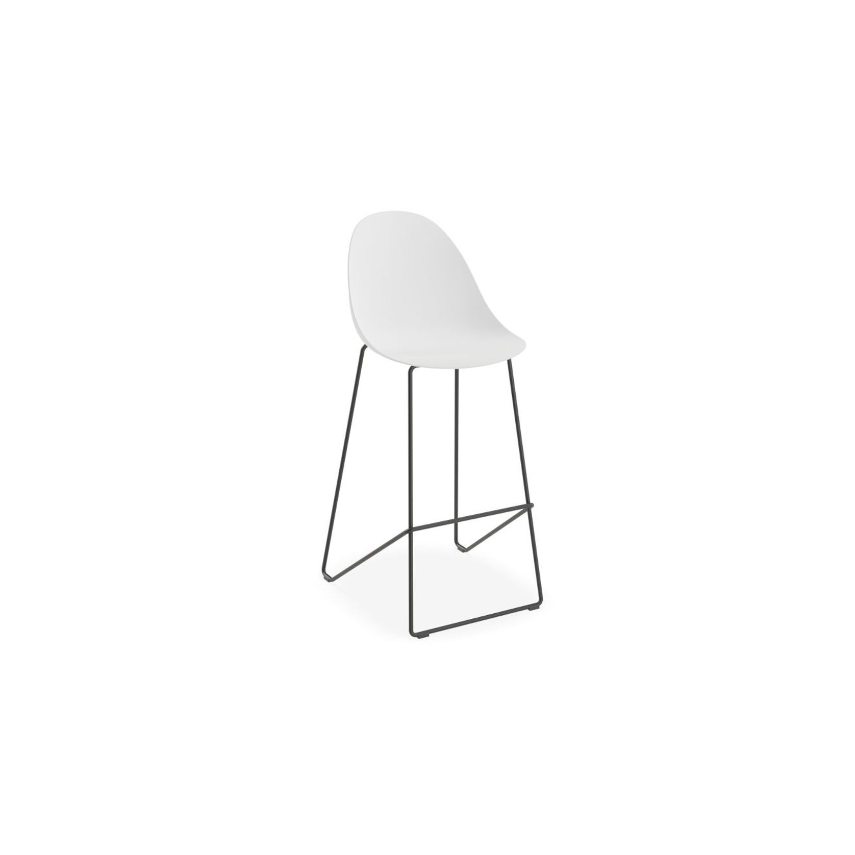 Pebble White Stool Shell Seat - Counter Stool 65cm Seat Height - White Frame gallery detail image
