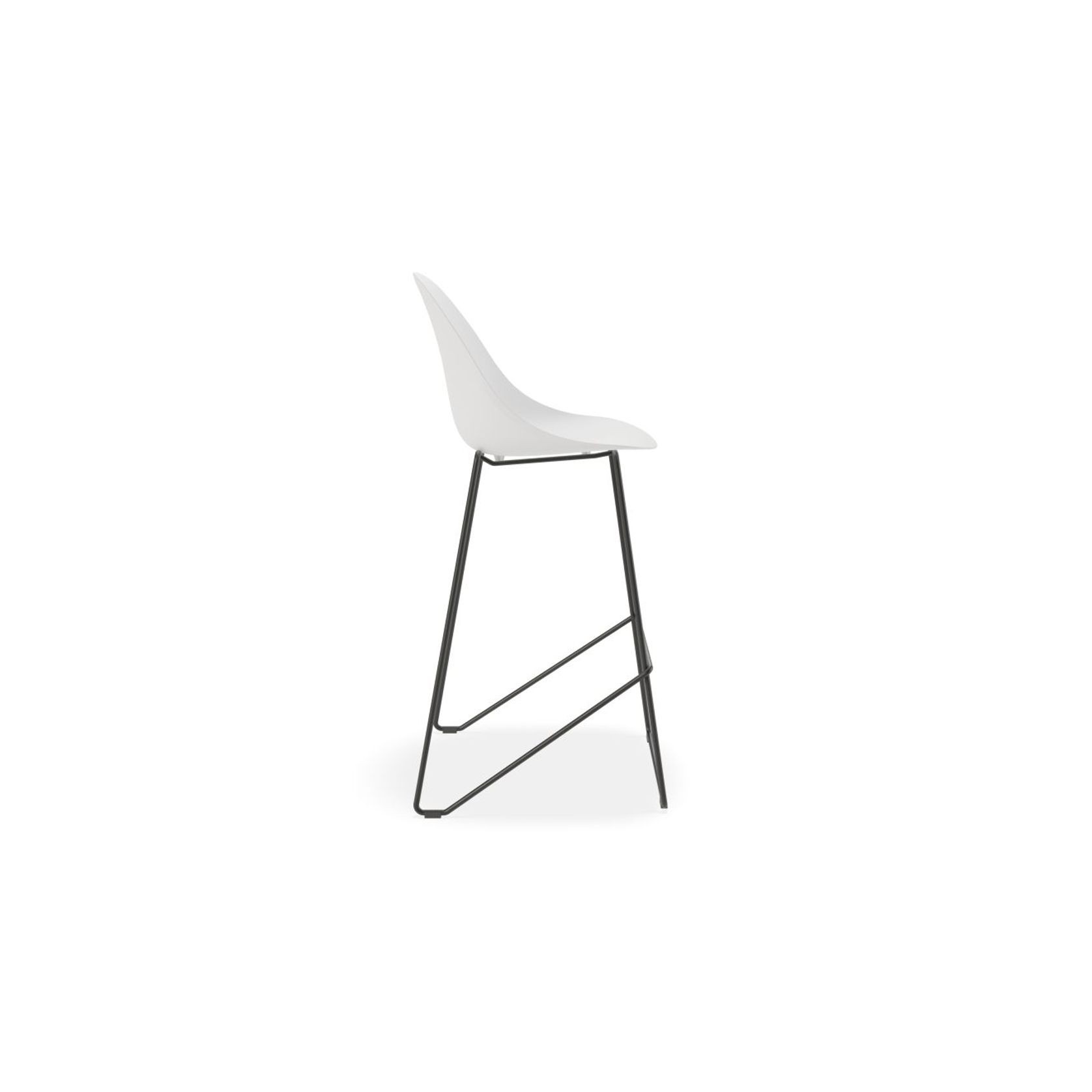 Pebble White Stool Shell Seat - Counter Stool 65cm Seat Height - White Frame gallery detail image