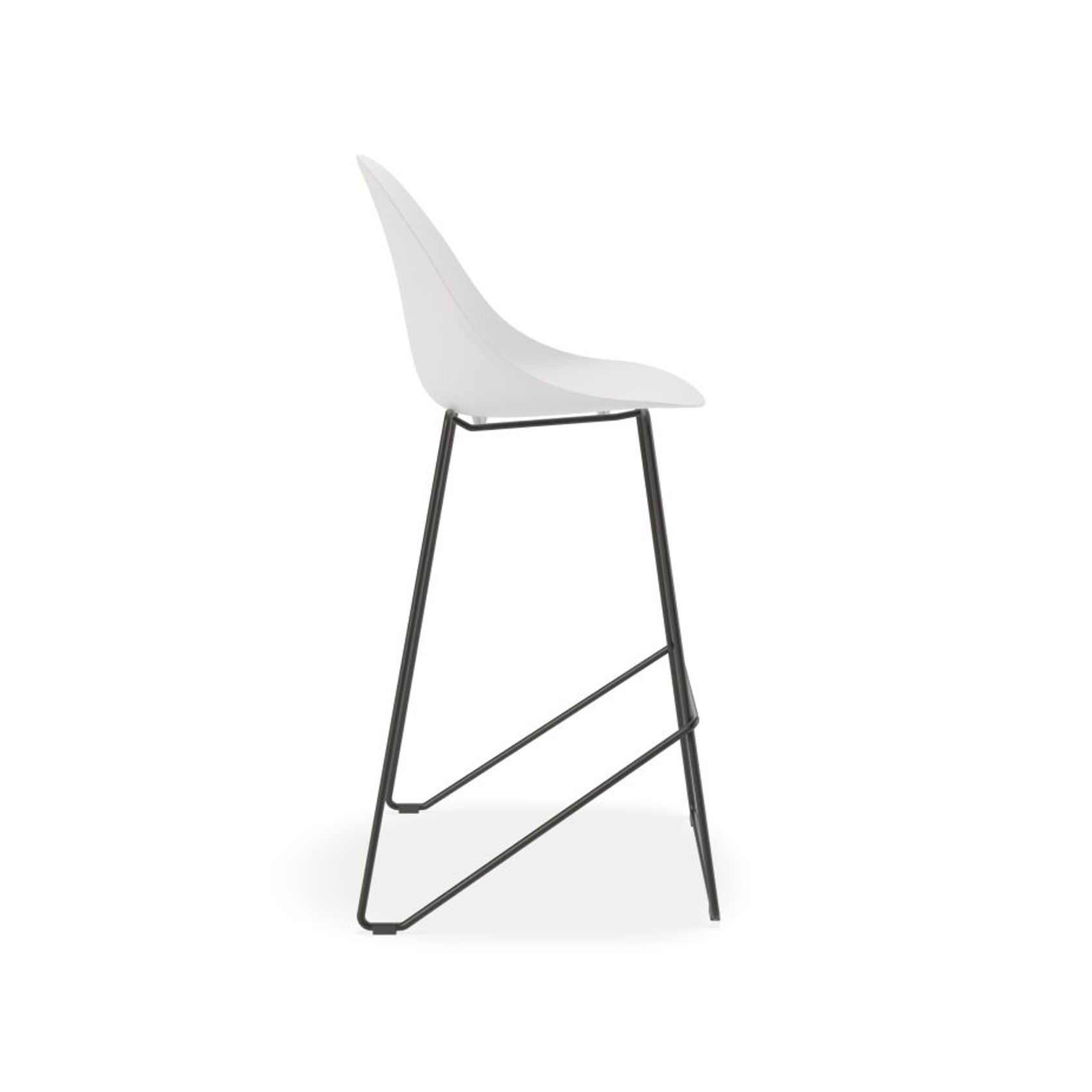 Pebble White Stool Shell Seat - Counter Stool 65cm Seat Height - Black Frame gallery detail image