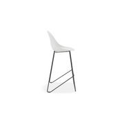 Pebble White Stool Shell Seat - Counter Stool 65cm Seat Height - Black Frame gallery detail image