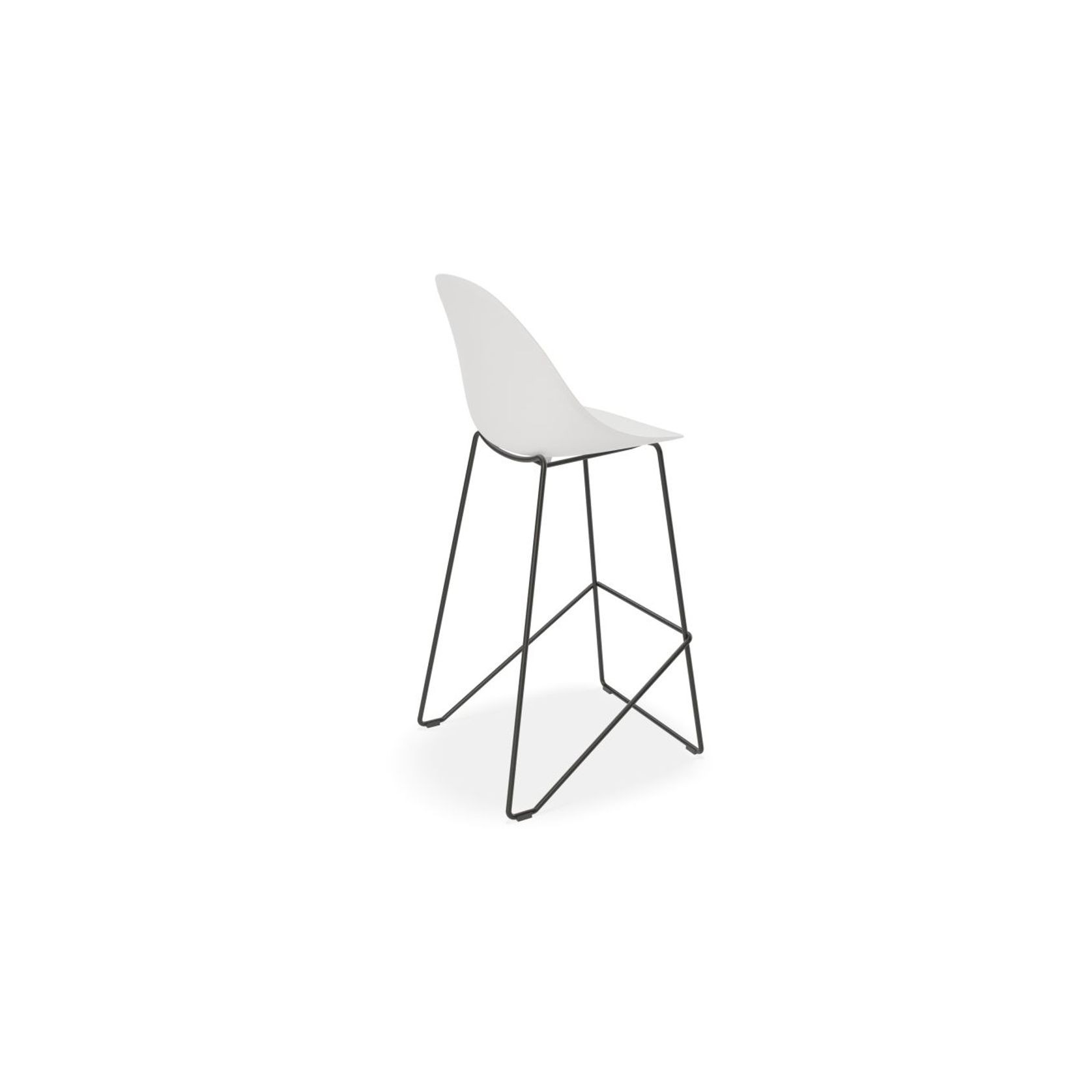 Pebble White Stool Shell Seat - Counter Stool 65cm Seat Height - White Frame gallery detail image