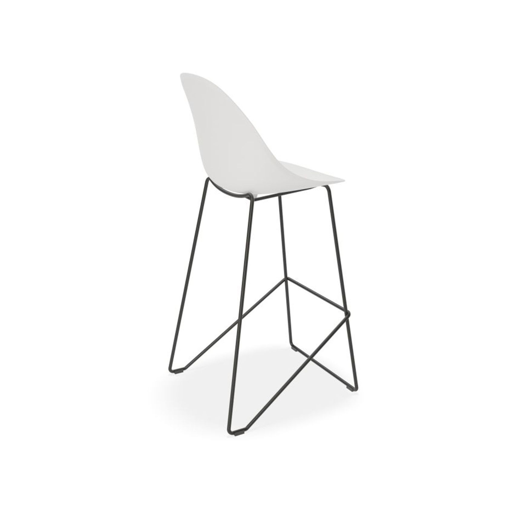 Pebble White Stool Shell Seat - Counter Stool 65cm Seat Height - White Frame gallery detail image