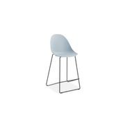 Pebble Blue Stool Shell Seat - Bar Stool 75cm Seat - White Base gallery detail image