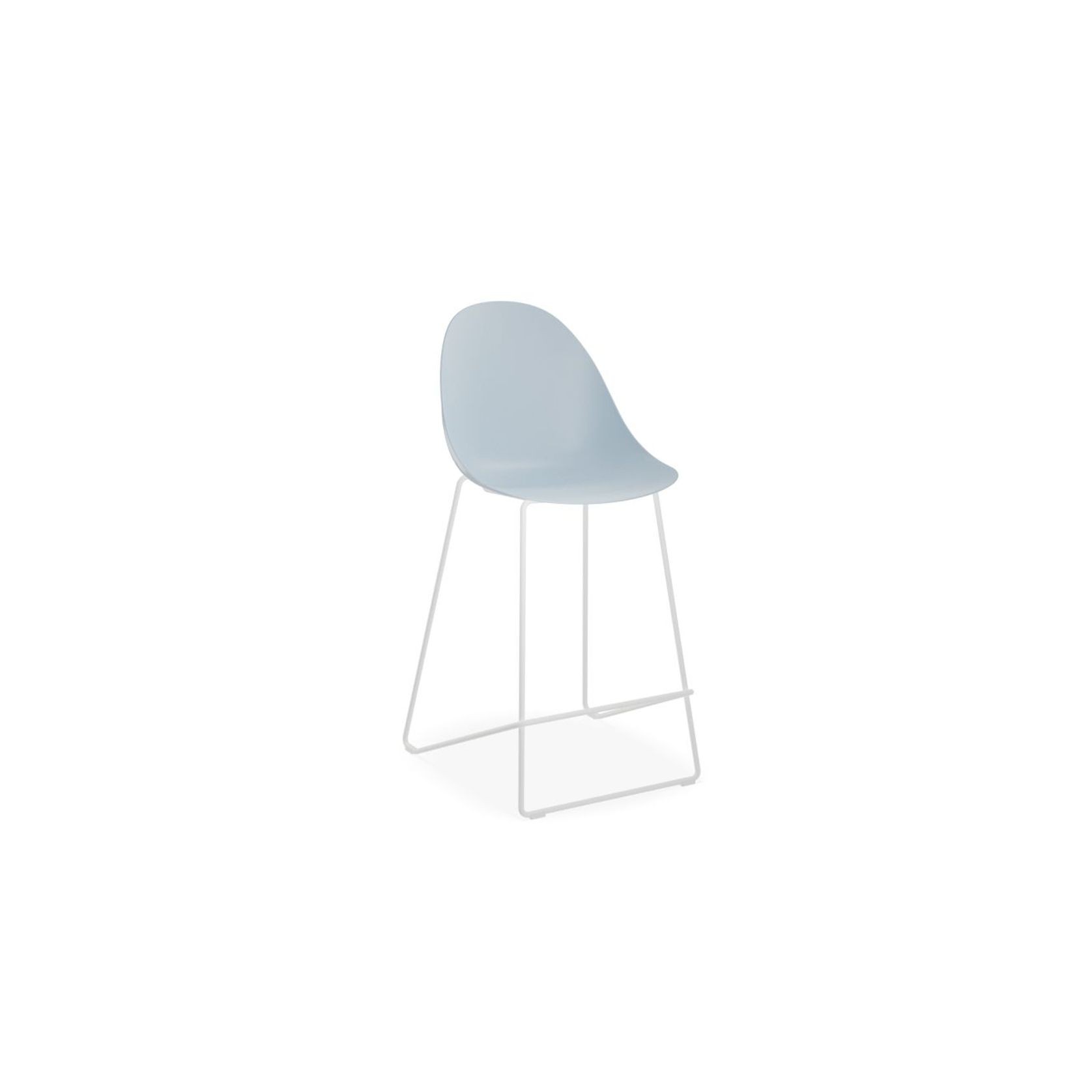 Pebble Blue Stool Shell Seat - Counter Stool 65cm Seat - White Base gallery detail image