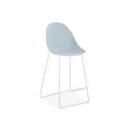 Pebble Blue Stool Shell Seat - Bar Stool 75cm Seat - White Base gallery detail image