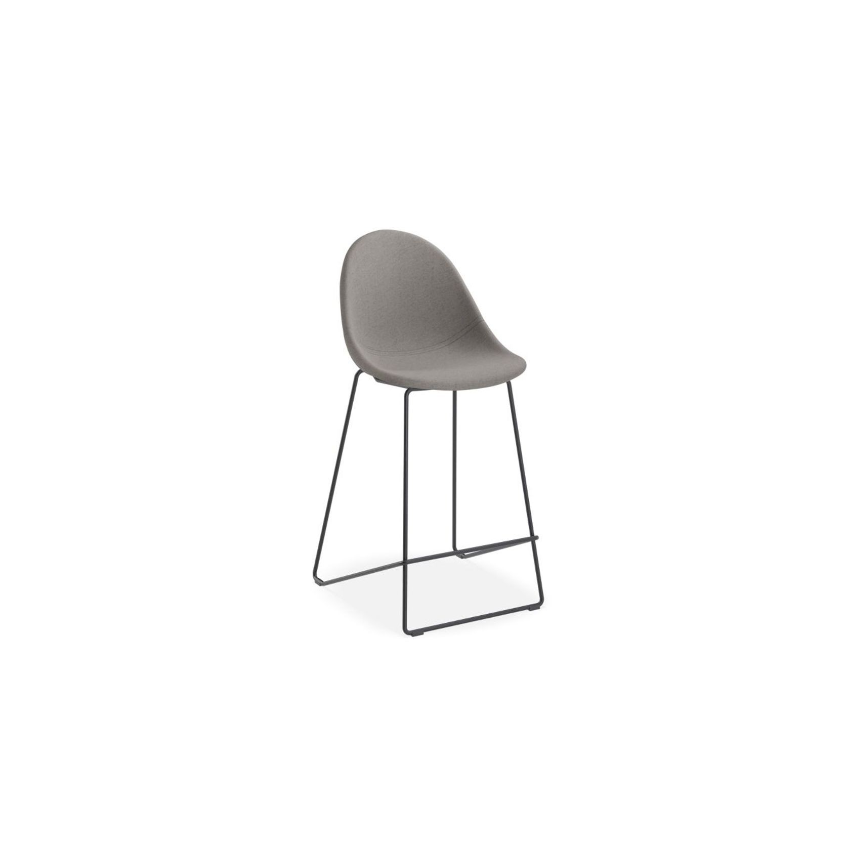 Pebble Fabric Grey Upholstered Stool - Counter Stool 65cm Seat Height - White Base gallery detail image