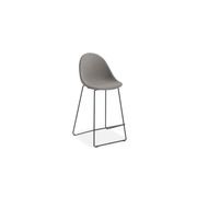 Pebble Fabric Grey Upholstered Stool - Counter Stool 65cm Seat Height - White Base gallery detail image