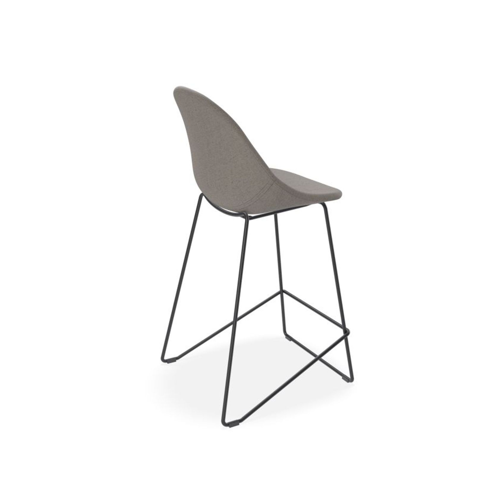 Pebble Fabric Grey Upholstered Stool - Counter Stool 65cm Seat Height - Black Base gallery detail image