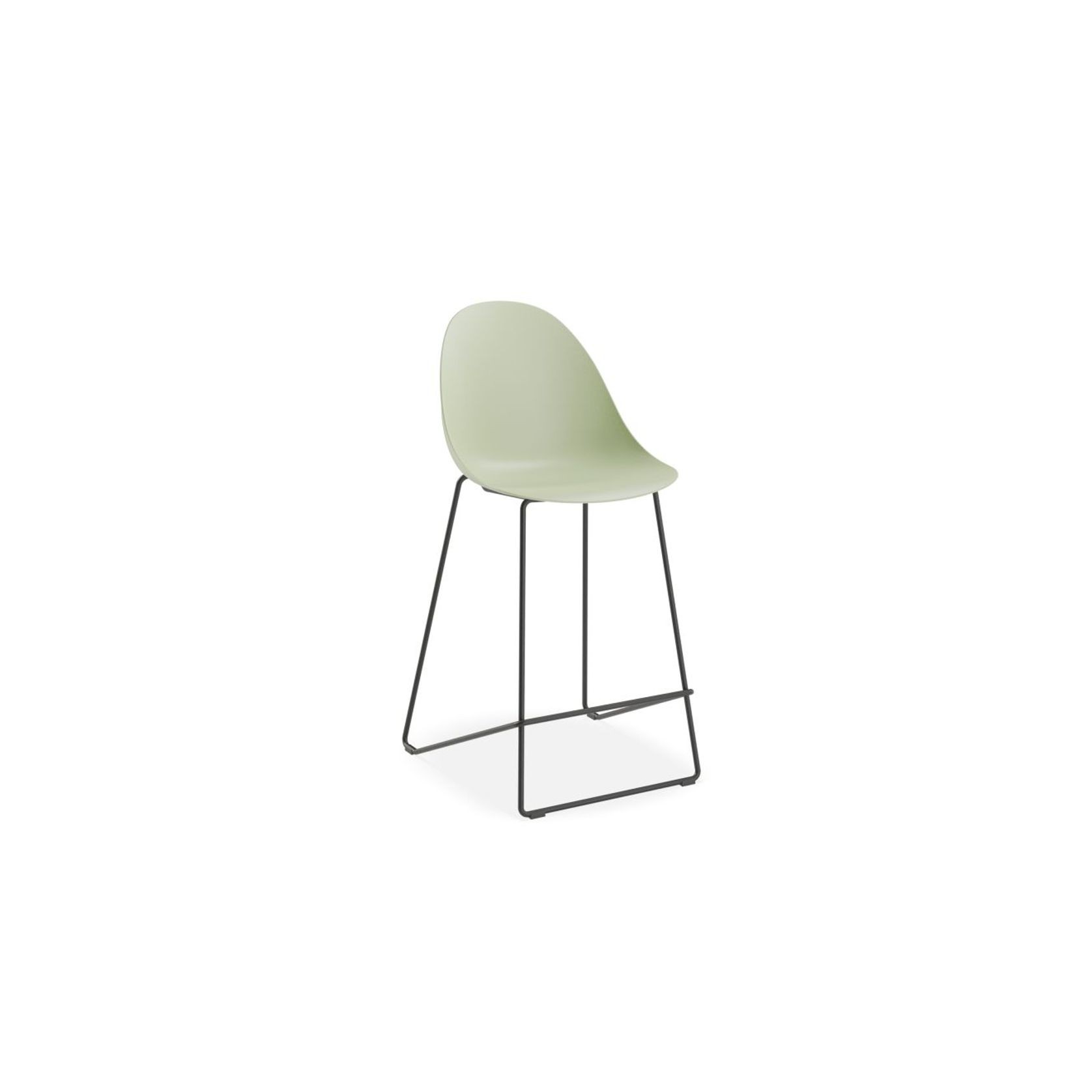 Pebble Mint Green Stool Shell Seat - Bar Stool 75cm Seat - Black Base gallery detail image
