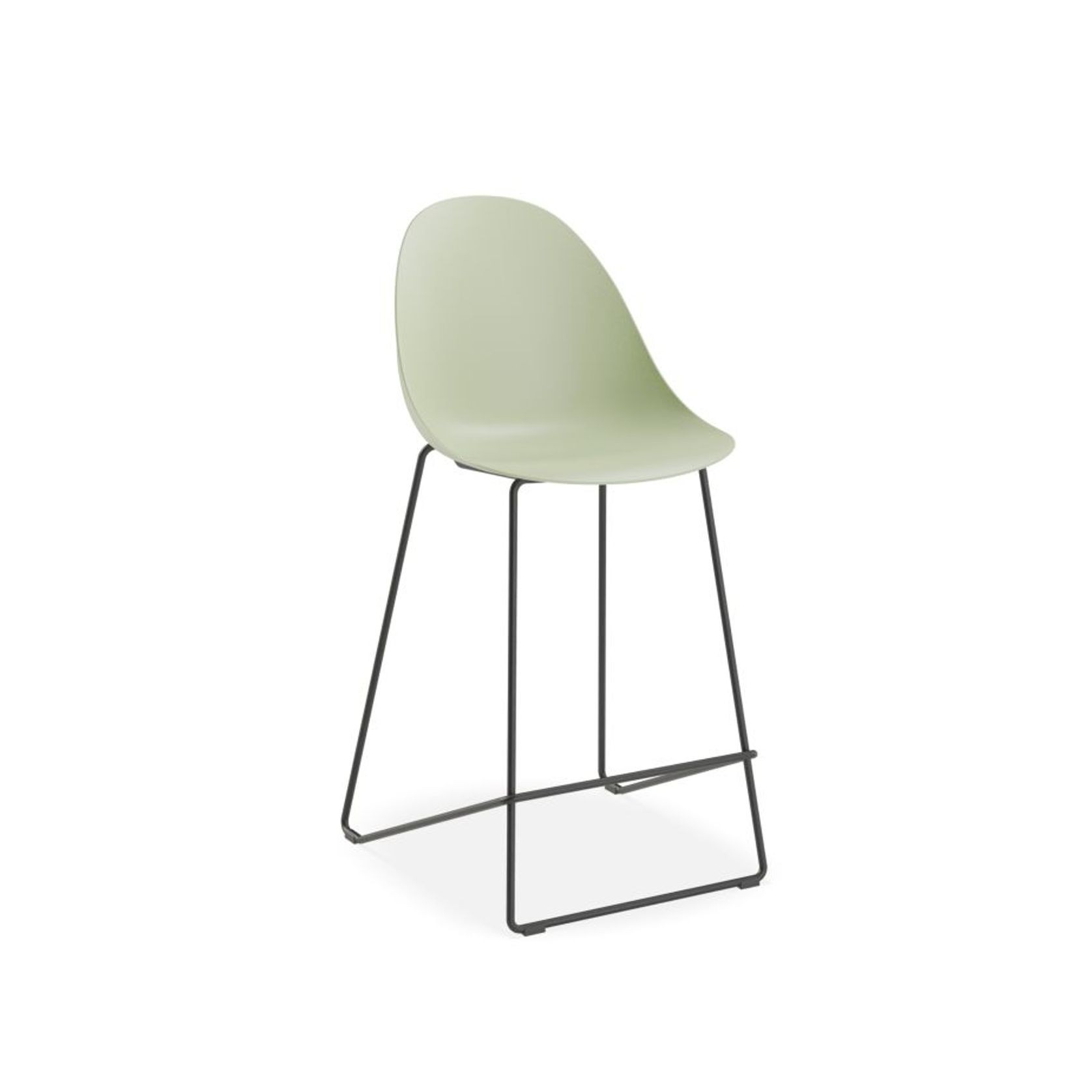 Pebble Mint Green Stool Shell Seat - Bar Stool 75cm Seat - Black Base gallery detail image