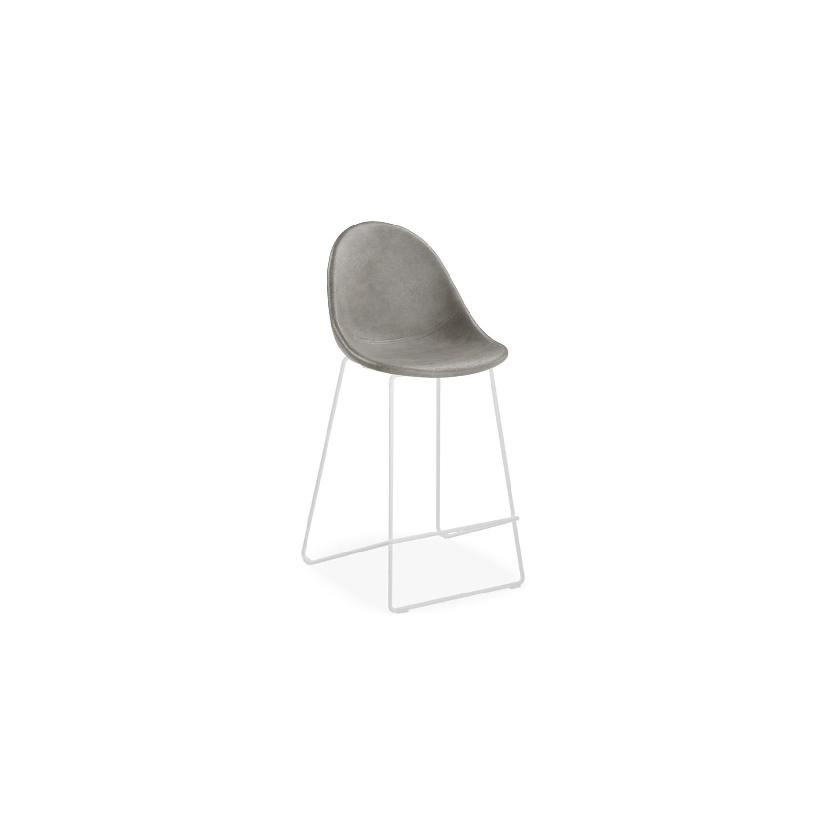 Pebble Grey Stool Shell Seat - Counter Stool 66cm Seat Height - White Frame gallery detail image