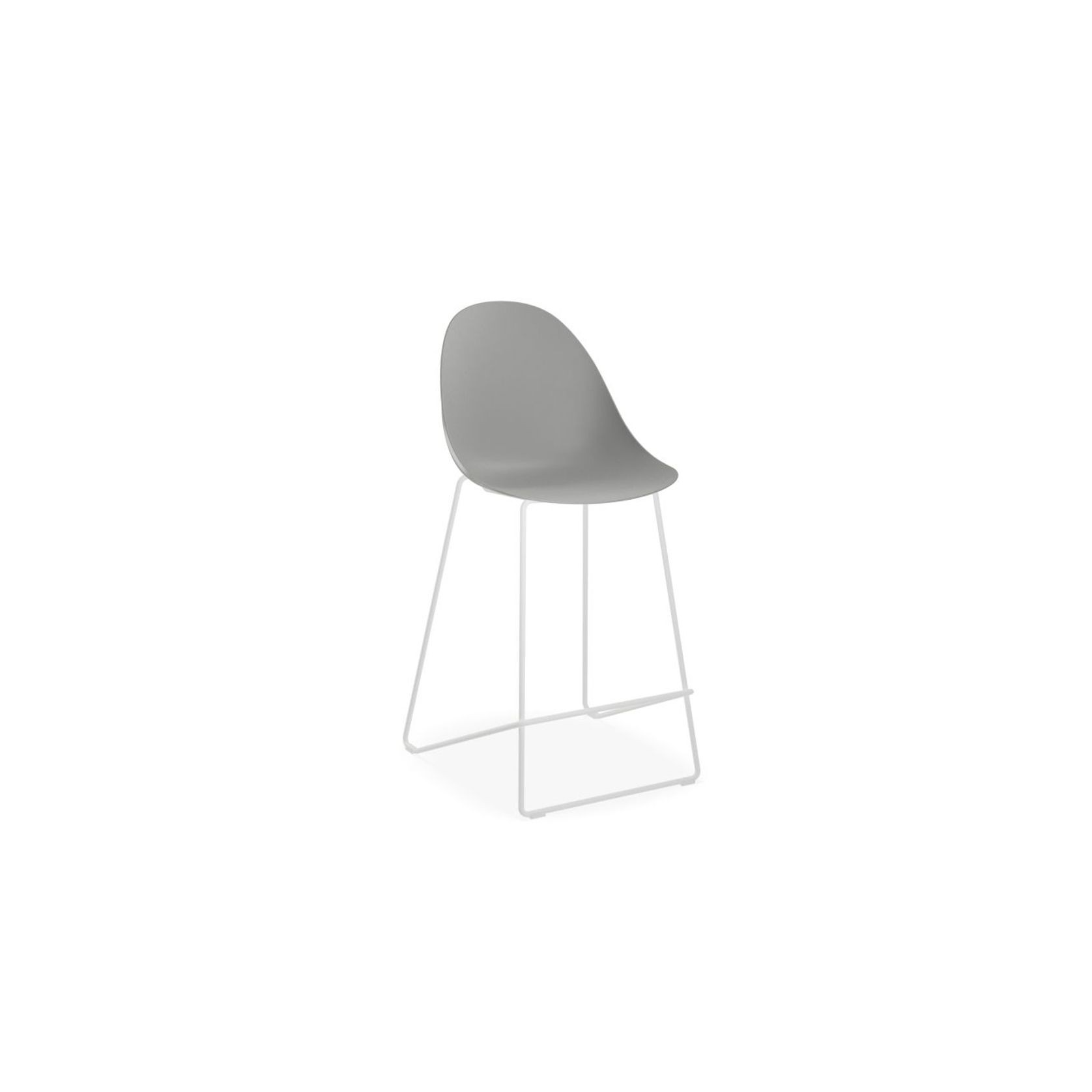 Pebble Grey Stool Shell Seat - Bar Stool 76cm Seat Height - White Frame gallery detail image