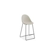Pebble Fabric Light Grey Upholstered Stool - Bar Stool 75cm Seat - Black Frame gallery detail image