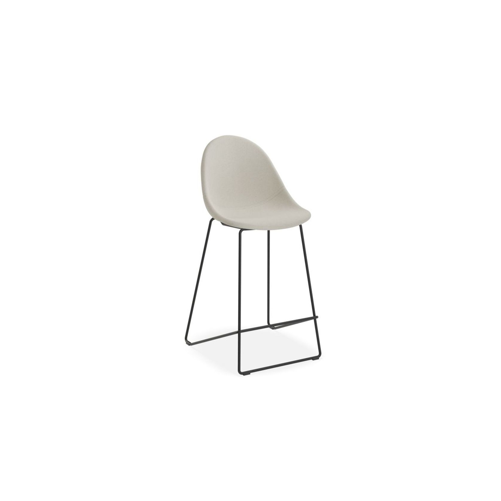 Pebble Fabric Light Grey Upholstered Stool - Bar Stool 75cm Seat - White Frame gallery detail image