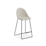 Pebble Fabric Light Grey Upholstered Stool - Counter Stool 65cm Seat - Black Frame gallery detail image